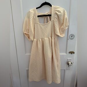 NWT Cream babydoll Puff Sleeve Dress. Size small.